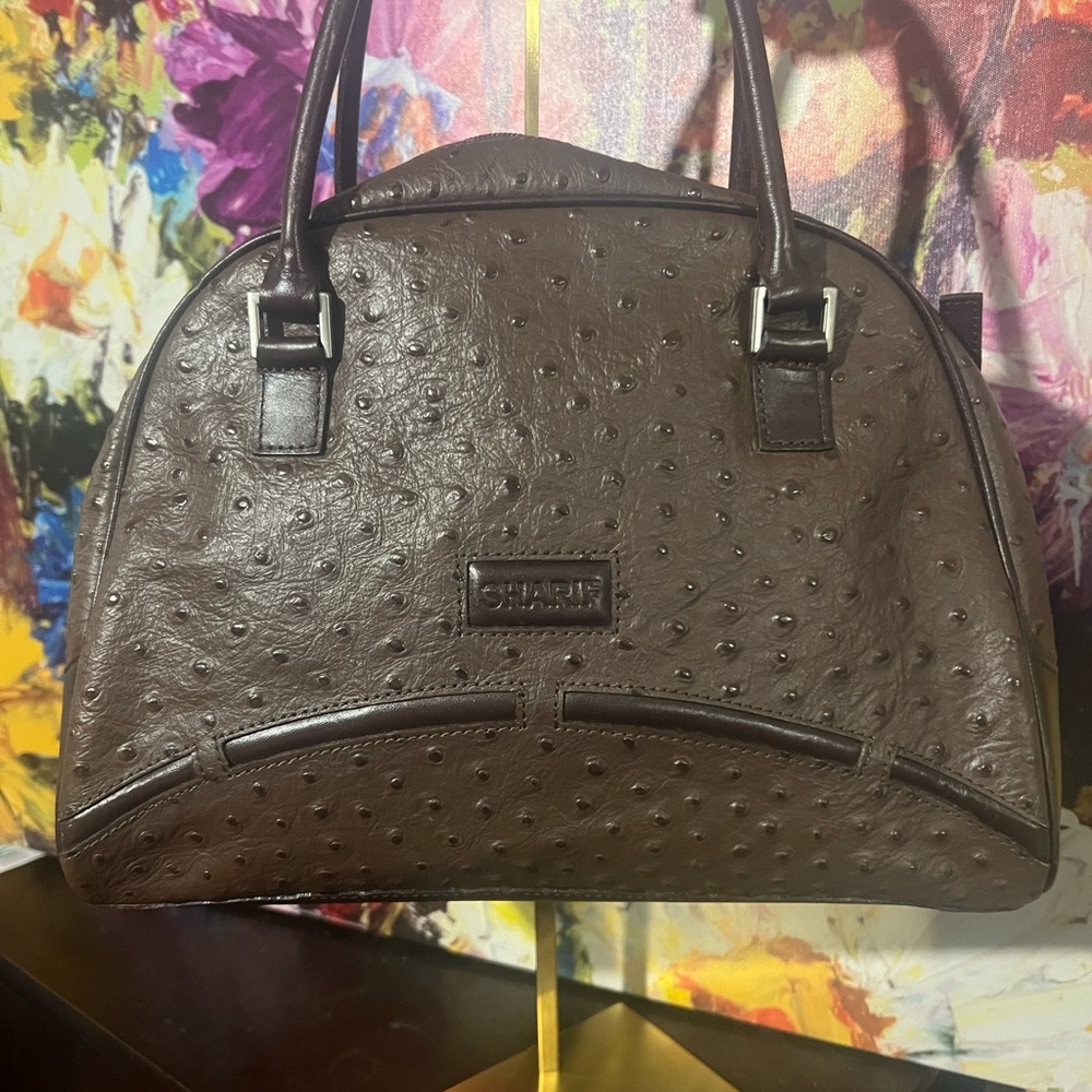 Sharif Chocolate Brown Textured Dome Satchel